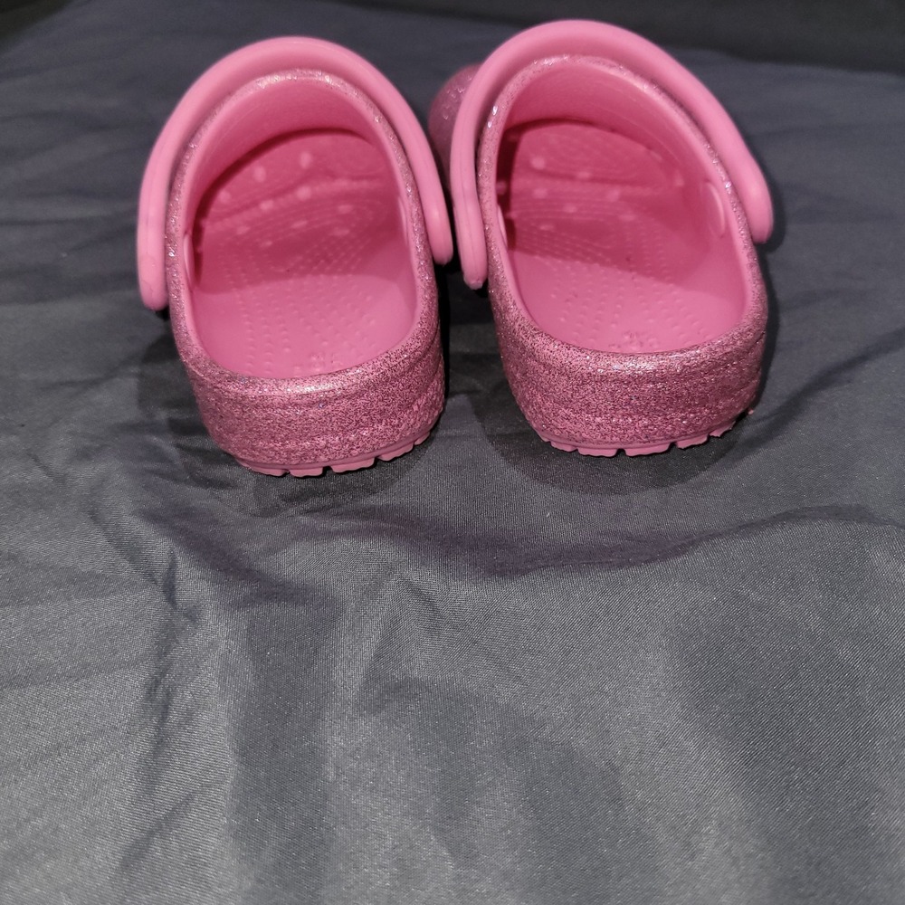 Crocs	Pink Lemonade Glitter Little Kids Sz 5 C Classic Clogs Toddler EUC - Picture 5 of 8
